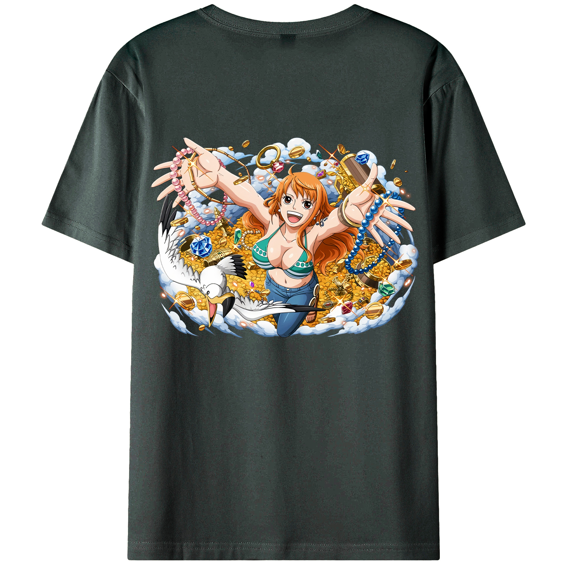 （画像用） ワンピース ナミ ONE PIECE Nami 綿100％ メンズ半袖Tシャツ（バックプリント） 通気性
